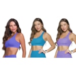 Kit 3 Tops Canelado Selene Sem Costura Feminino