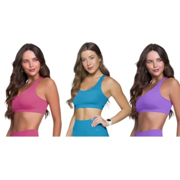 Kit 3 Tops Canelado Selene Sem Costura Feminino