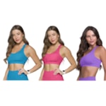 Kit 3 Tops Canelado Selene Sem Costura Feminino