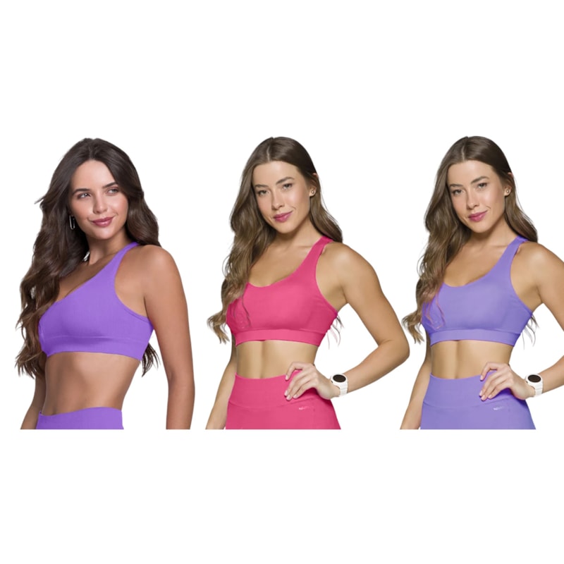 Kit 3 Tops Canelado Selene Sem Costura Feminino