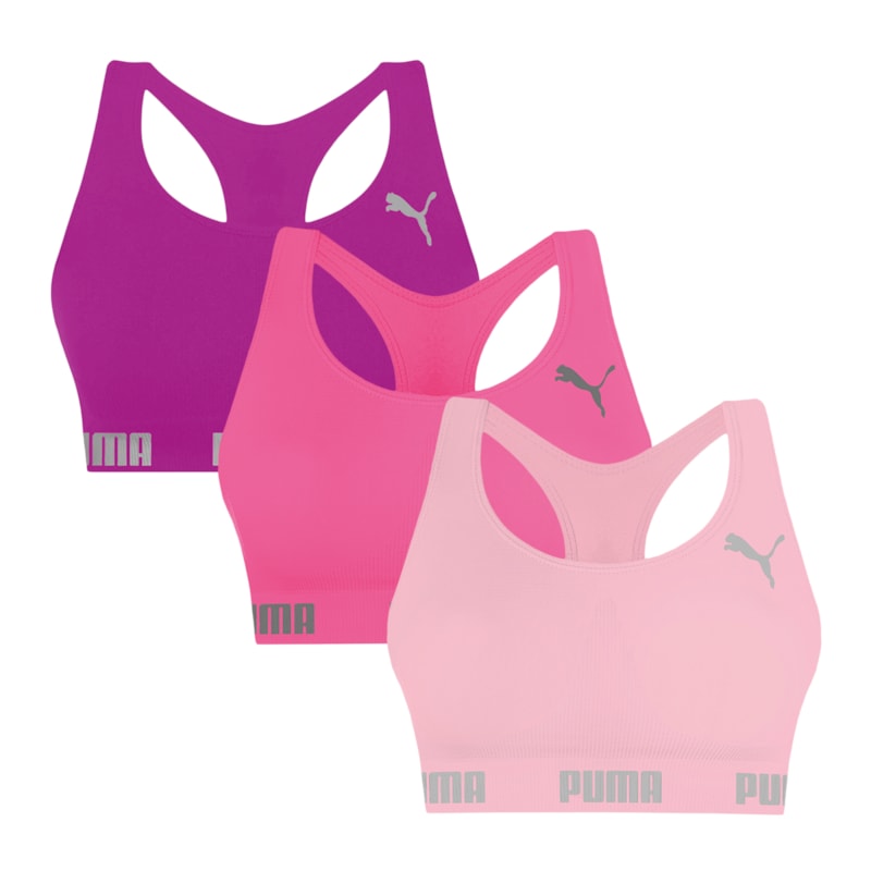 Kit 3 Tops Puma Nadador Sem Costura Feminino