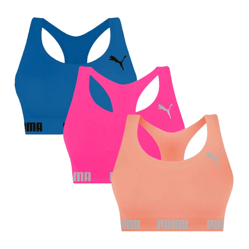 Kit 3 Tops Puma Nadador Sem Costura Feminino