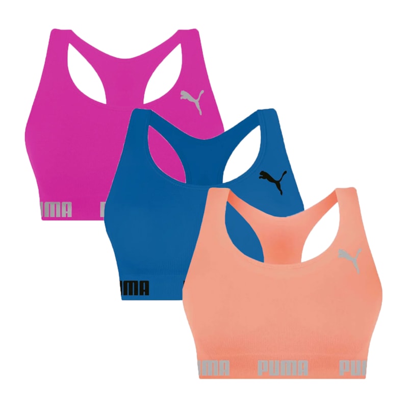 Kit 3 Tops Puma Nadador Sem Costura Feminino