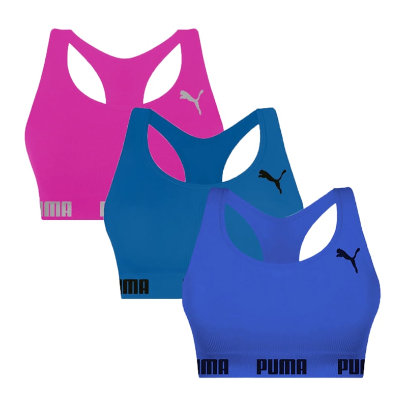 Kit 3 Tops Puma Nadador Sem Costura Feminino