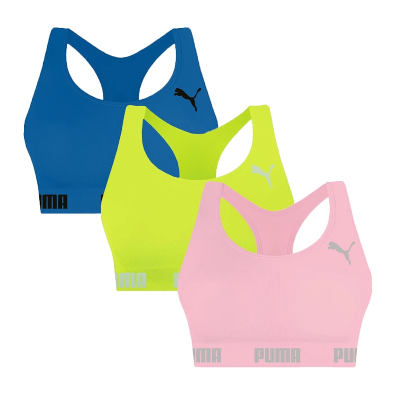 Kit 3 Tops Puma Nadador Sem Costura Feminino