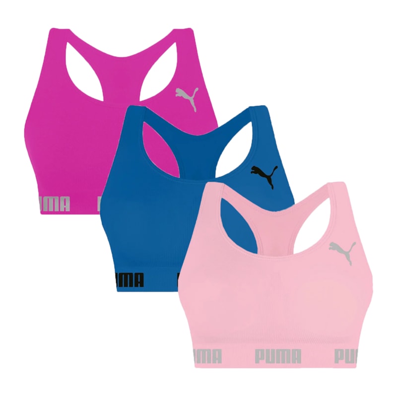 Kit 3 Tops Puma Nadador Sem Costura Feminino