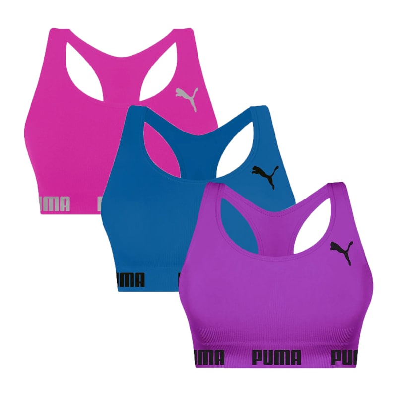 Kit 3 Tops Puma Nadador Sem Costura Feminino