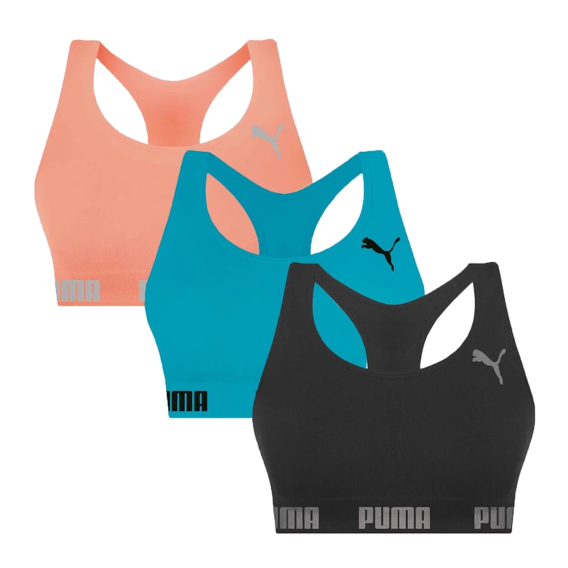 Kit 3 Tops Puma Nadador Sem Costura Feminino