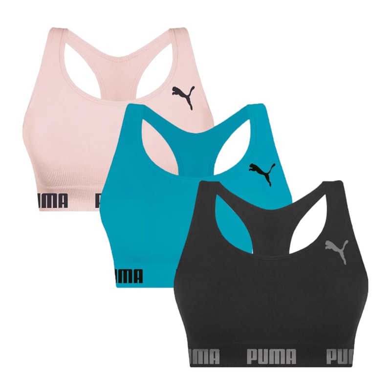 Kit 3 Tops Puma Nadador Sem Costura Feminino