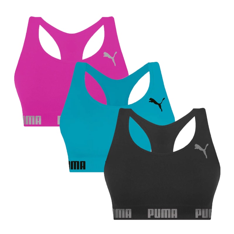 Kit 3 Tops Puma Nadador Sem Costura Feminino