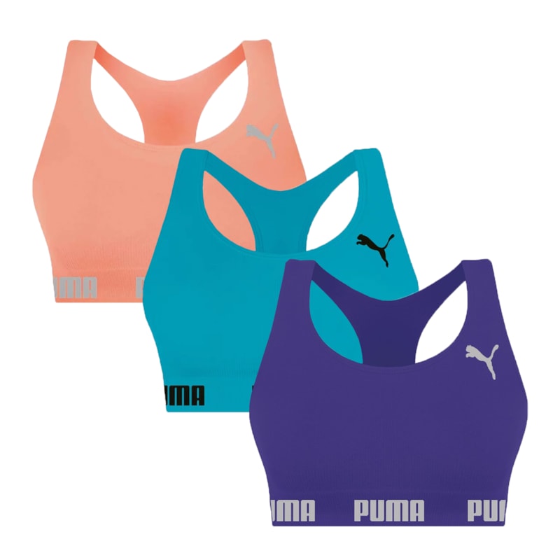 Kit 3 Tops Puma Nadador Sem Costura Feminino