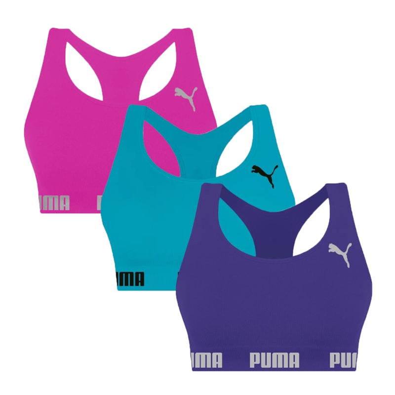 Kit 3 Tops Puma Nadador Sem Costura Feminino