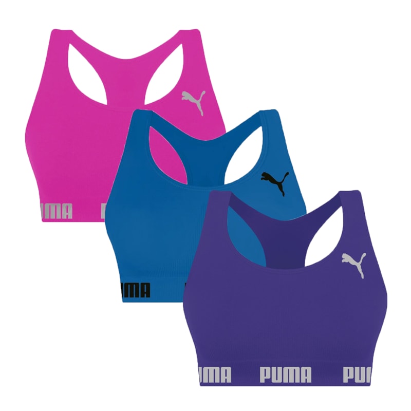 Kit 3 Tops Puma Nadador Sem Costura Feminino