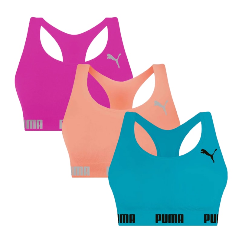 Kit 3 Tops Puma Nadador Sem Costura Feminino