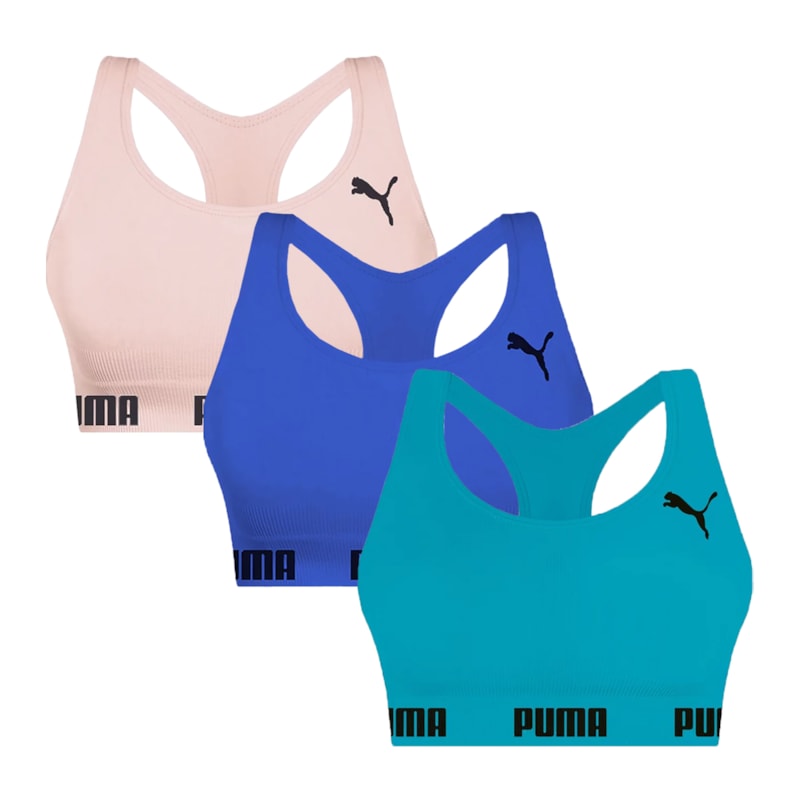 Kit 3 Tops Puma Nadador Sem Costura Feminino