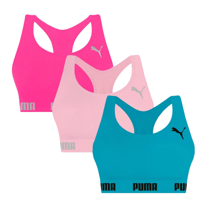 Kit 3 Tops Puma Nadador Sem Costura Feminino