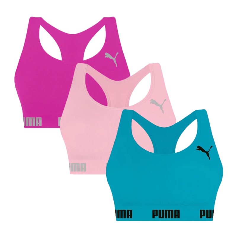 Kit 3 Tops Puma Nadador Sem Costura Feminino