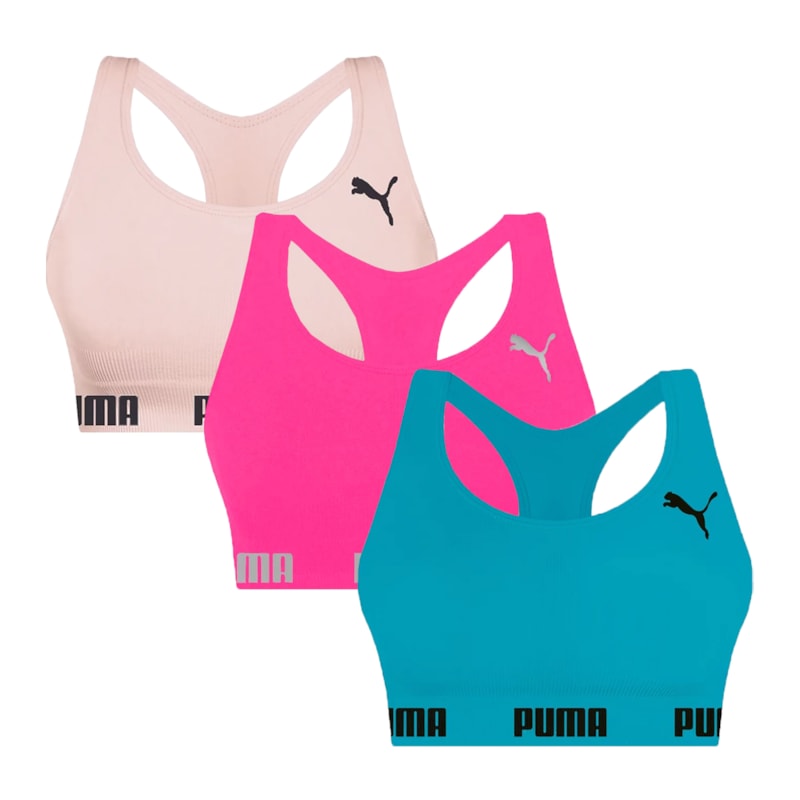 Kit 3 Tops Puma Nadador Sem Costura Feminino