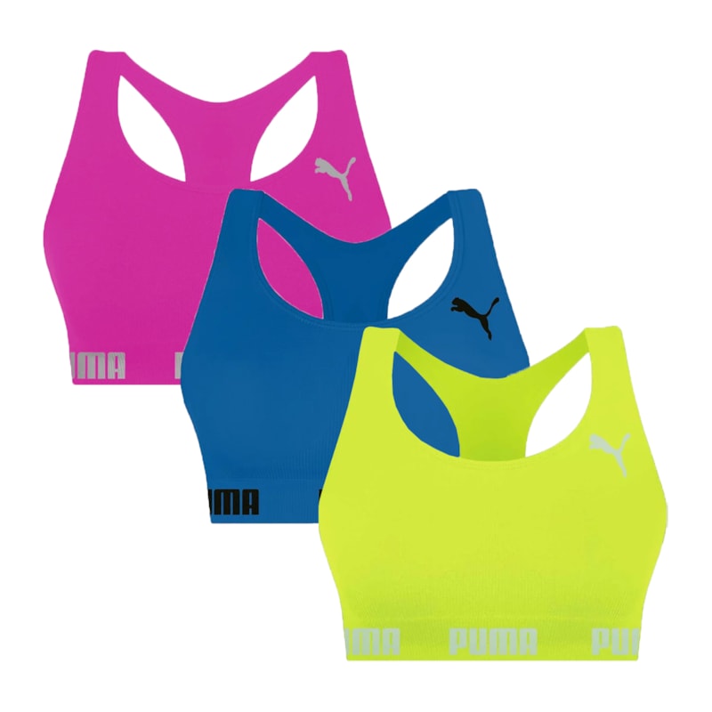 Kit 3 Tops Puma Nadador Sem Costura Feminino