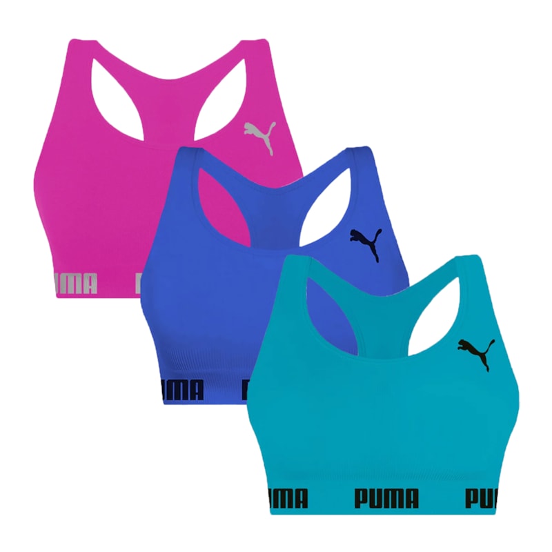 Kit 3 Tops Puma Nadador Sem Costura Feminino