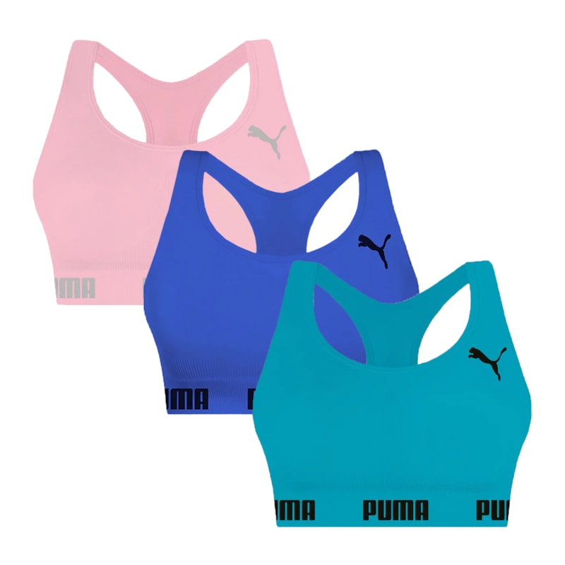 Kit 3 Tops Puma Nadador Sem Costura Feminino