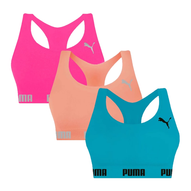 Kit 3 Tops Puma Nadador Sem Costura Feminino