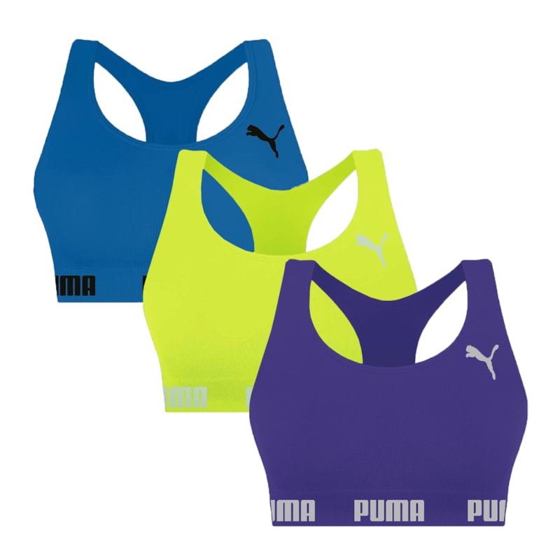 Kit 3 Tops Puma Nadador Sem Costura Feminino