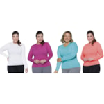 Kit 4 Camisas Térmicas Selene Proteção UV Plus Size Feminina