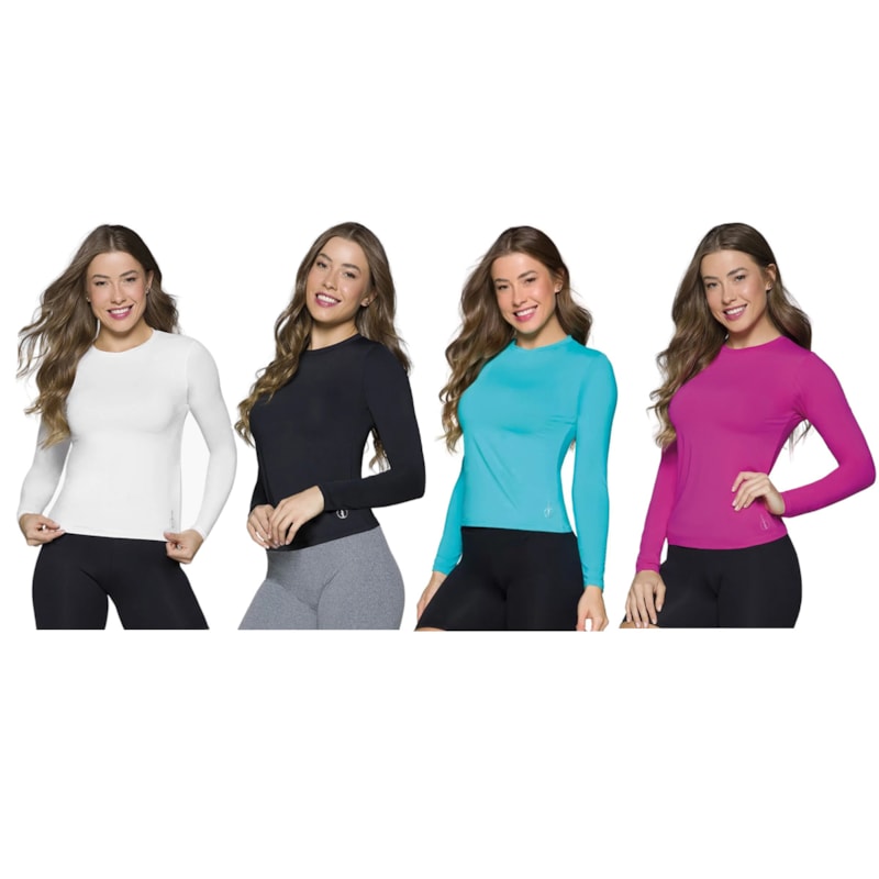 Kit 4 Camisas Térmicas Selene Proteção UV50+ Feminina