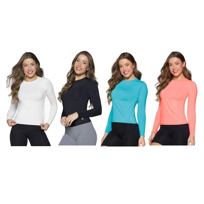 Kit 4 Camisas Térmicas Selene Proteção UV50+ Feminina