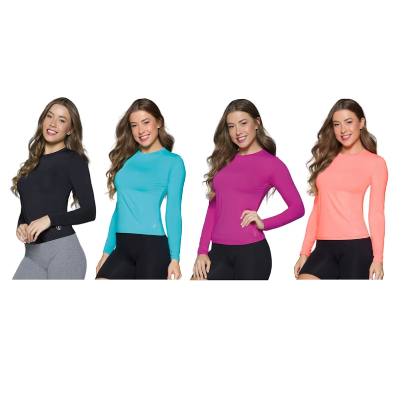 Kit 4 Camisas Térmicas Selene Proteção UV50+ Feminina