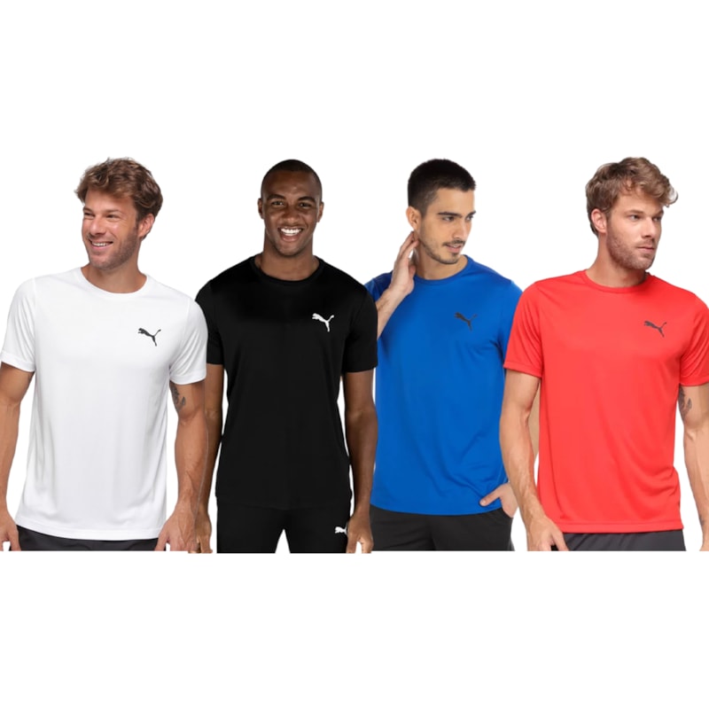 Kit 4 Camisetas Puma Active Small Logo Masculina