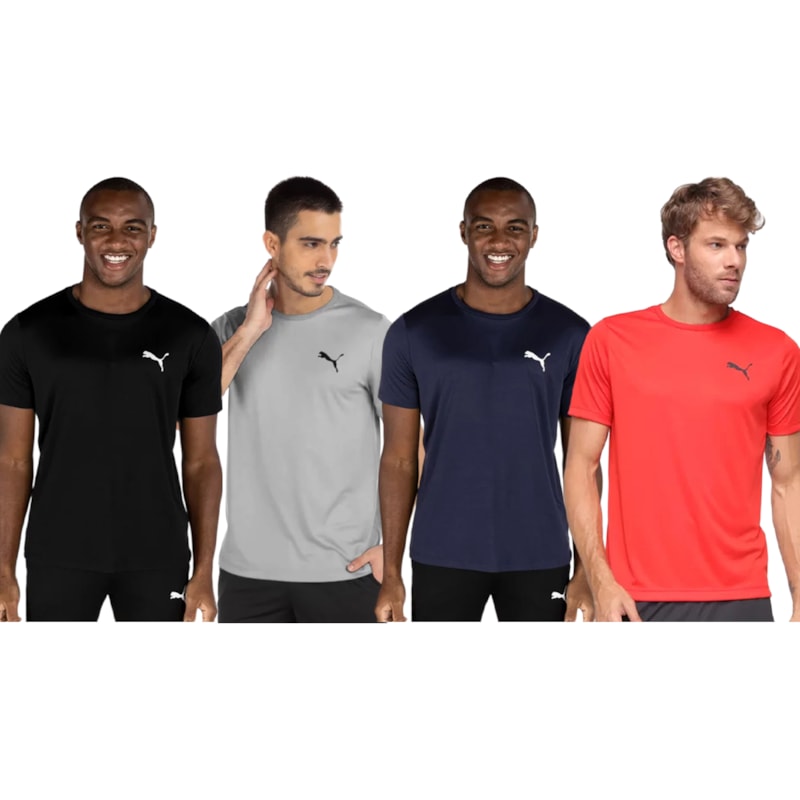 Kit 4 Camisetas Puma Active Small Logo Masculina