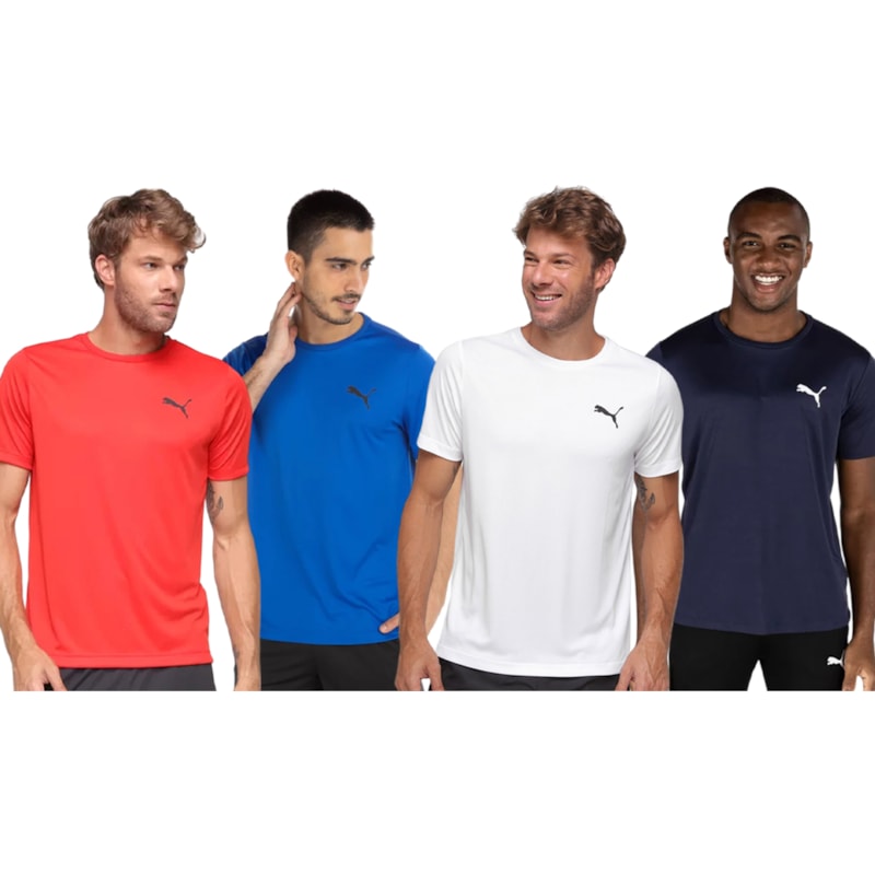 Kit 4 Camisetas Puma Active Small Logo Masculina