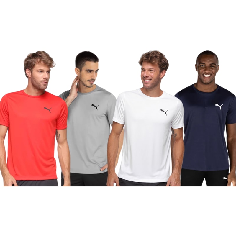 Kit 4 Camisetas Puma Active Small Logo Masculina