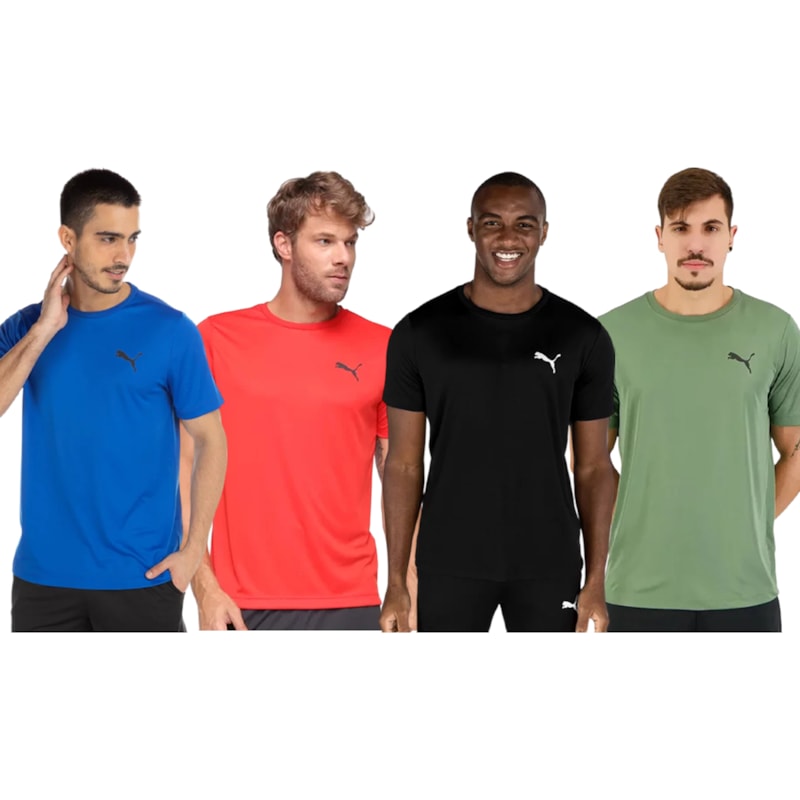 Kit 4 Camisetas Puma Active Small Logo Masculina