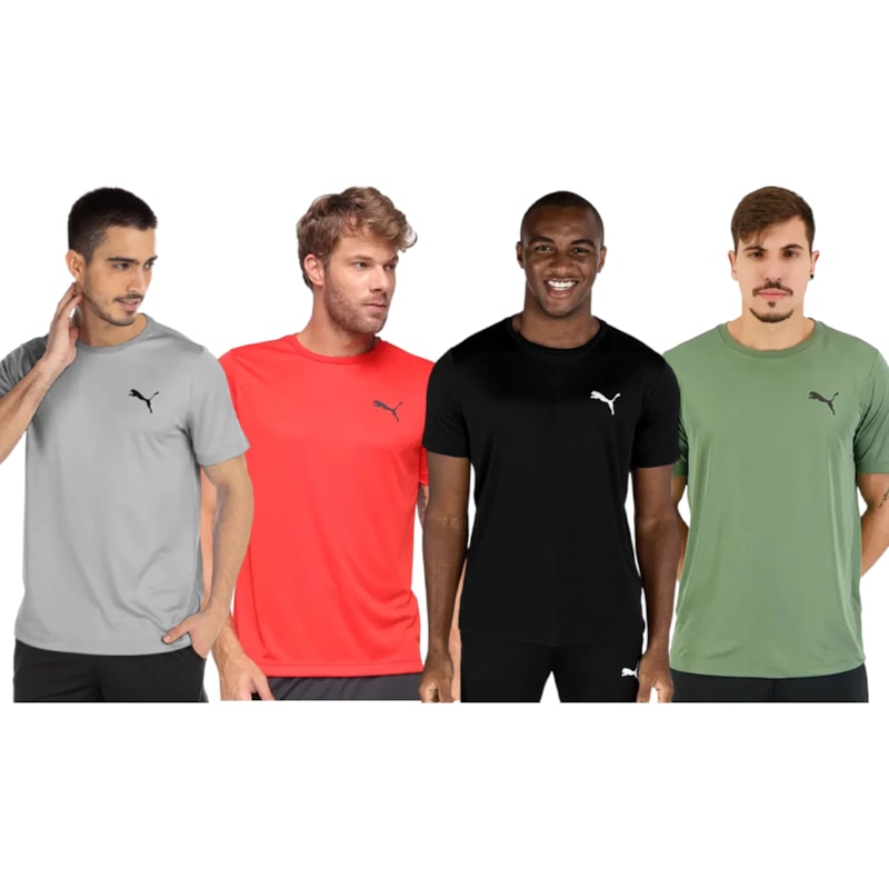 Kit 4 Camisetas Puma Active Small Logo Masculina