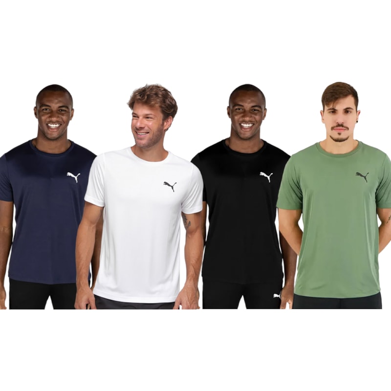 Kit 4 Camisetas Puma Active Small Logo Masculina