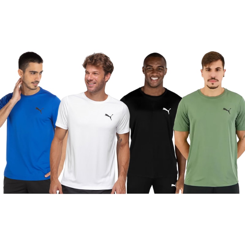 Kit 4 Camisetas Puma Active Small Logo Masculina