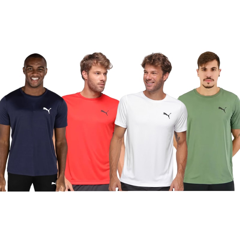 Kit 4 Camisetas Puma Active Small Logo Masculina