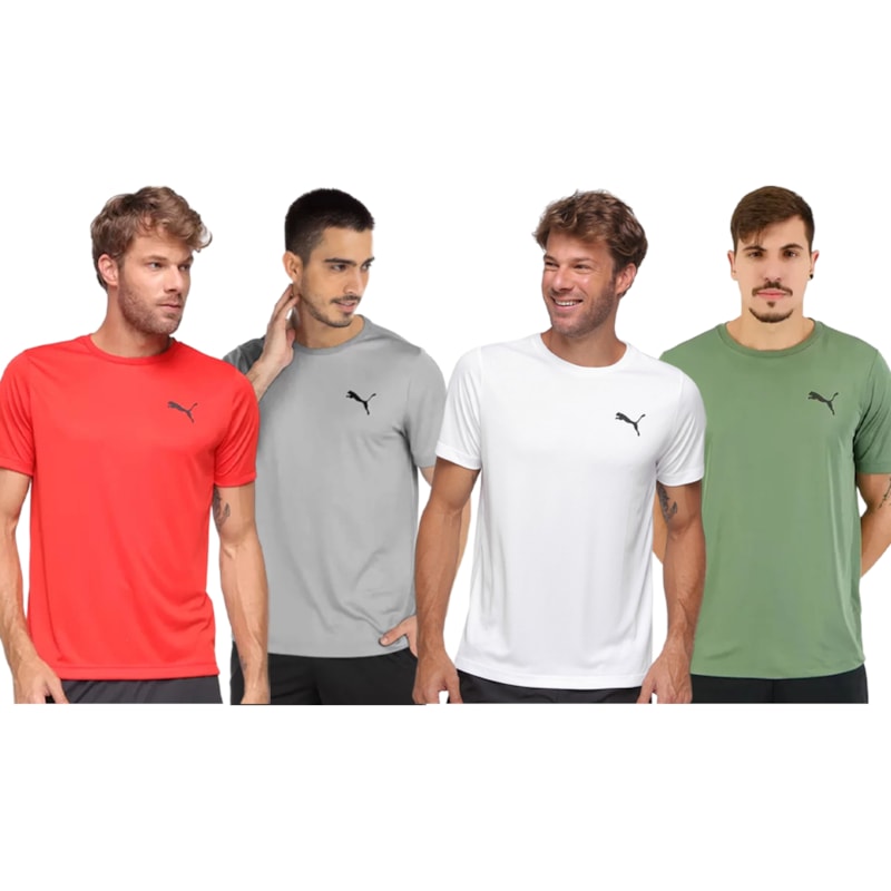 Kit 4 Camisetas Puma Active Small Logo Masculina