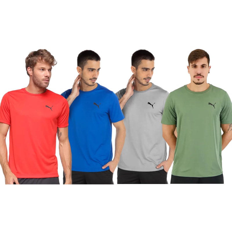 Kit 4 Camisetas Puma Active Small Logo Masculina