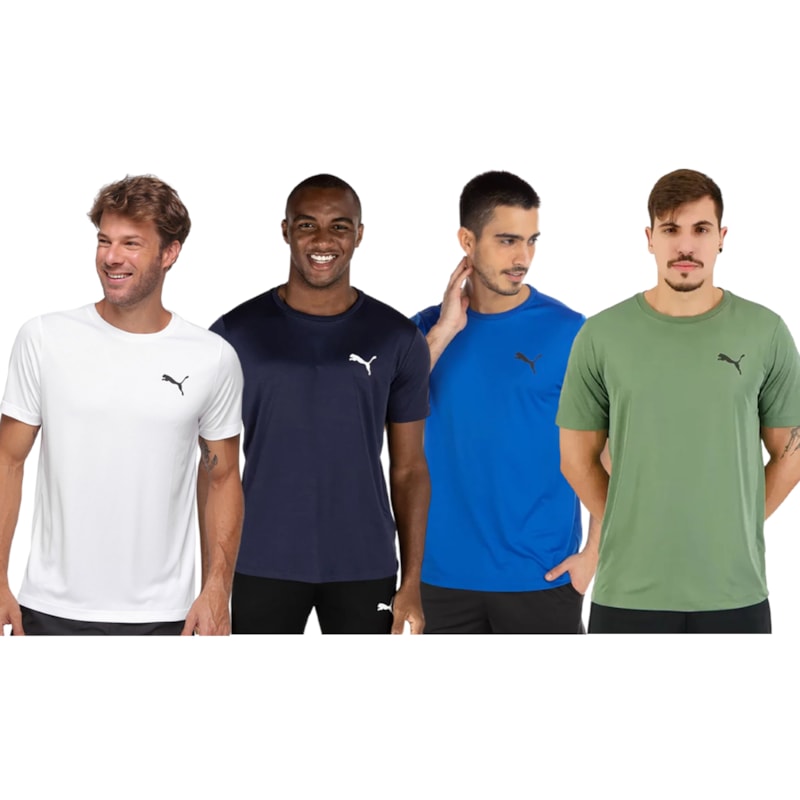 Kit 4 Camisetas Puma Active Small Logo Masculina