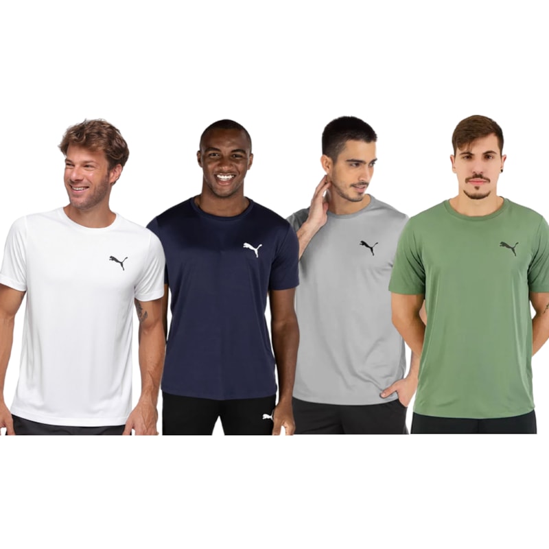 Kit 4 Camisetas Puma Active Small Logo Masculina