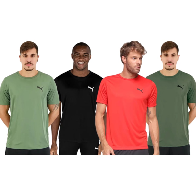 Kit 4 Camisetas Puma Active Small Logo Masculina