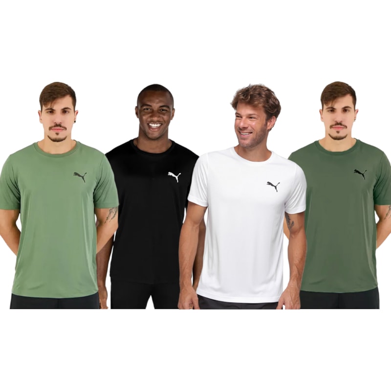 Kit 4 Camisetas Puma Active Small Logo Masculina