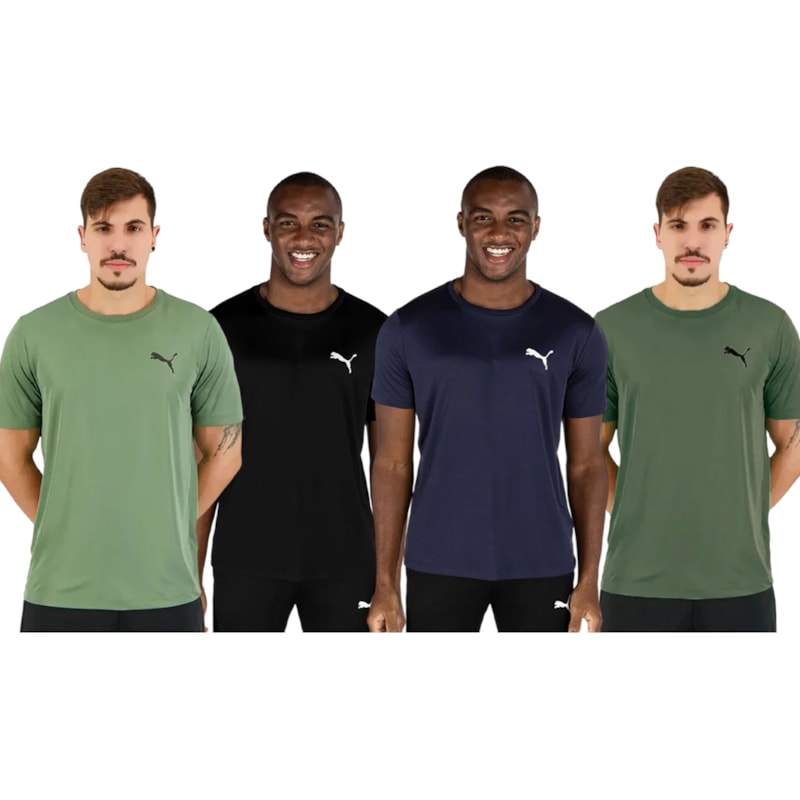 Kit 4 Camisetas Puma Active Small Logo Masculina