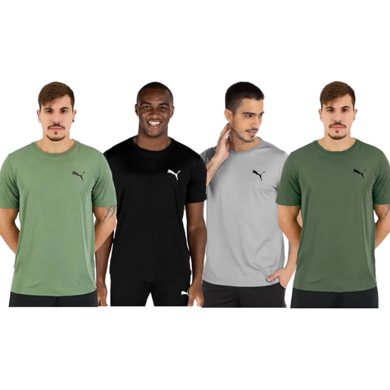 Kit 4 Camisetas Puma Active Small Logo Masculina