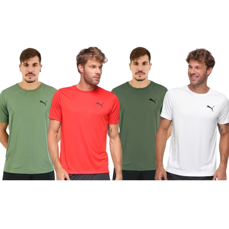 Kit 4 Camisetas Puma Active Small Logo Masculina