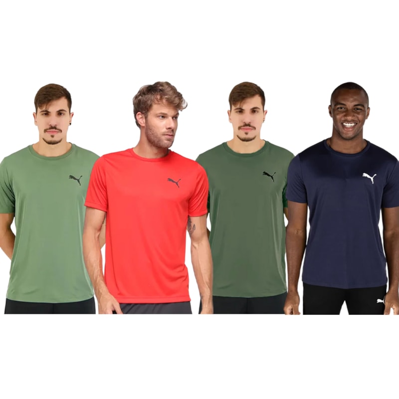 Kit 4 Camisetas Puma Active Small Logo Masculina